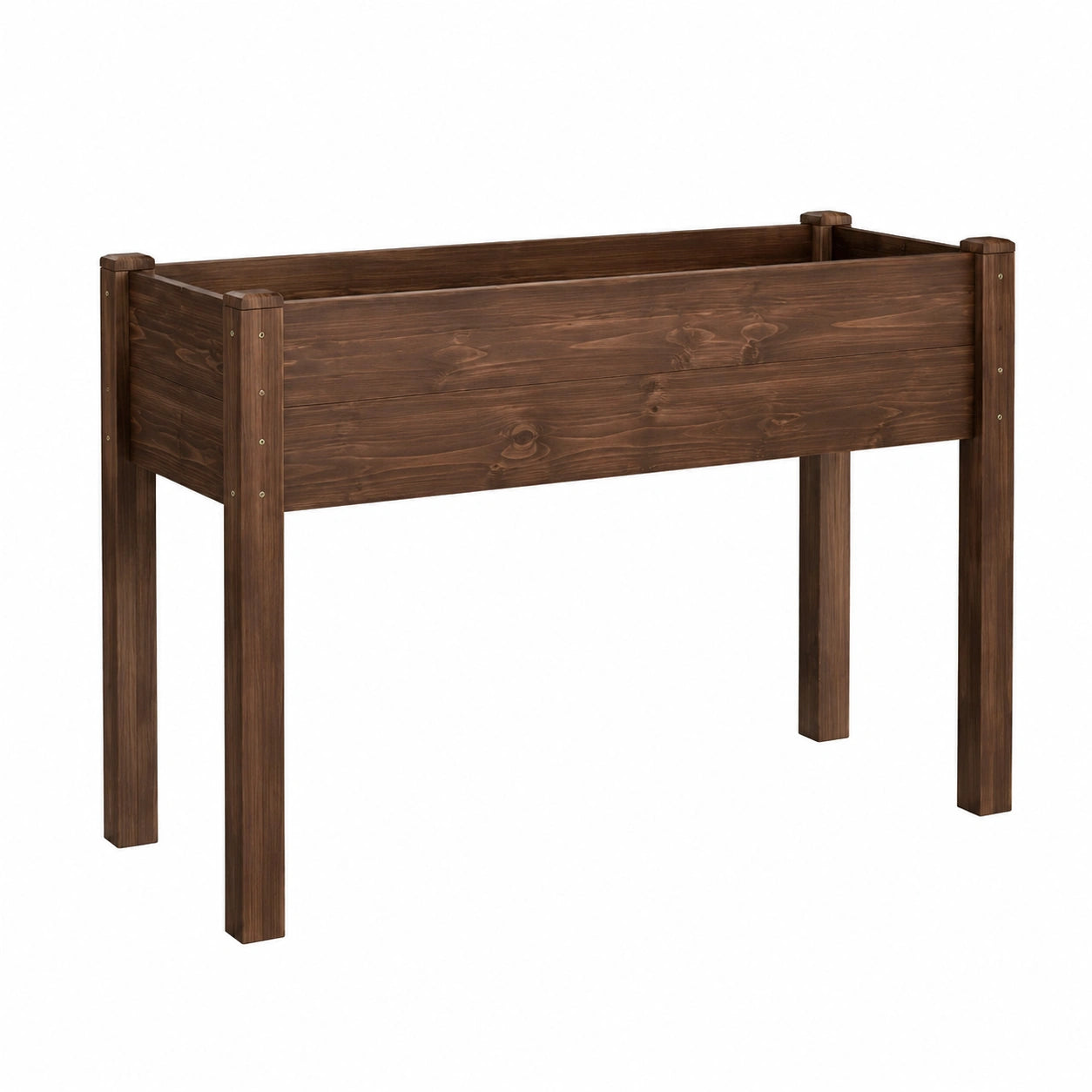 Hochbeet 100 x 50 x 80 cm Holz dunkelbraun für Garten und Balkon mit erhöhtem Pflanzkasten
