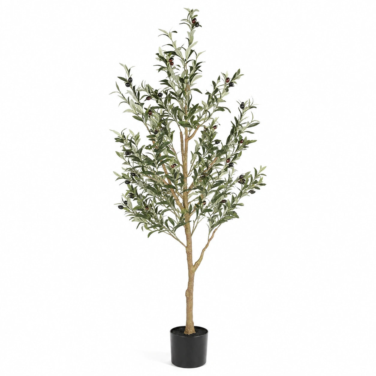 Künstlicher Olivenbaum 180 cm Kunststoff Grün für Innenräume mit Topf