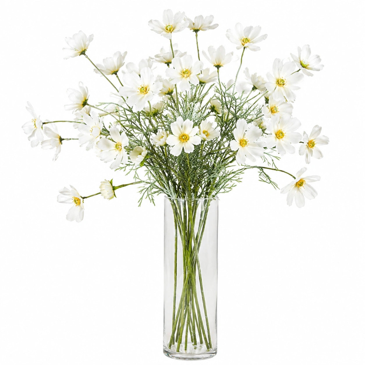 Kunstblumenstrauß 70 cm aus Textil und Kunststoff Weiß Grün für Vasen Naturoptik