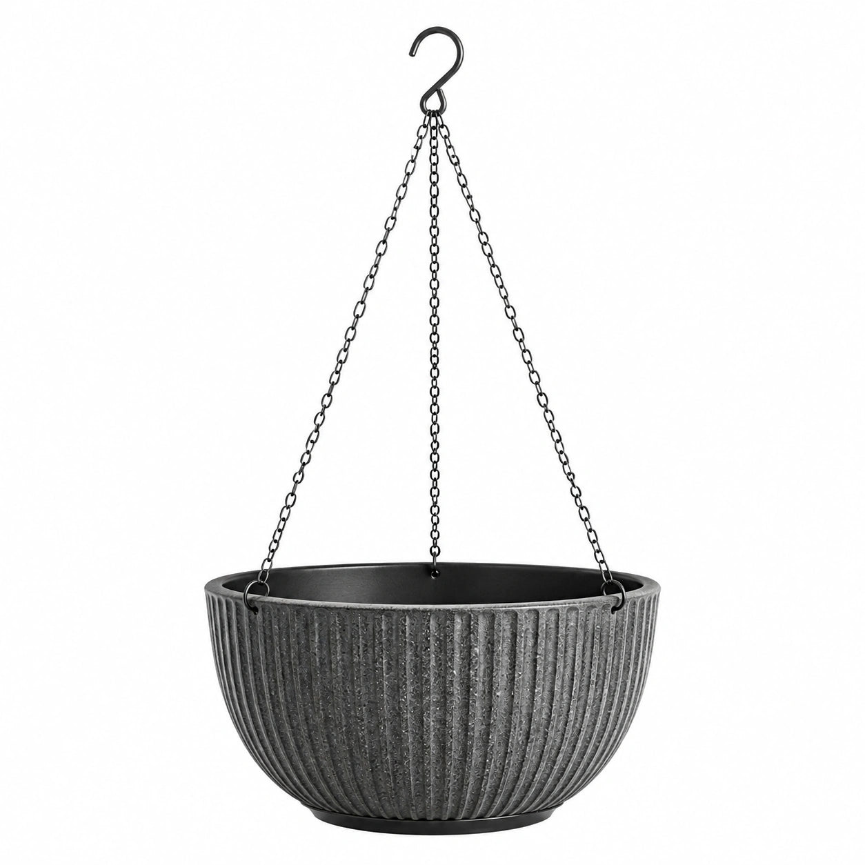 Hängepflanztopf 30 cm Kunststoff Schwarz für Balkon mit Kettenaufhängung