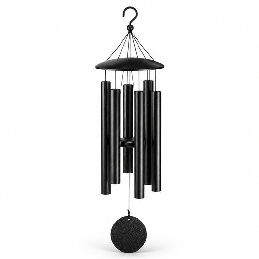 Metall-Windspiel 90 cm Schwarz für Innen und Außen mit tiefem Klang