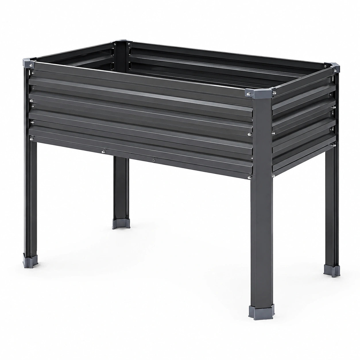 Hochbeet 120 x 60 x 80 cm aus Stahl schwarz - erhöhtes Pflanzbeet mit Lamellen