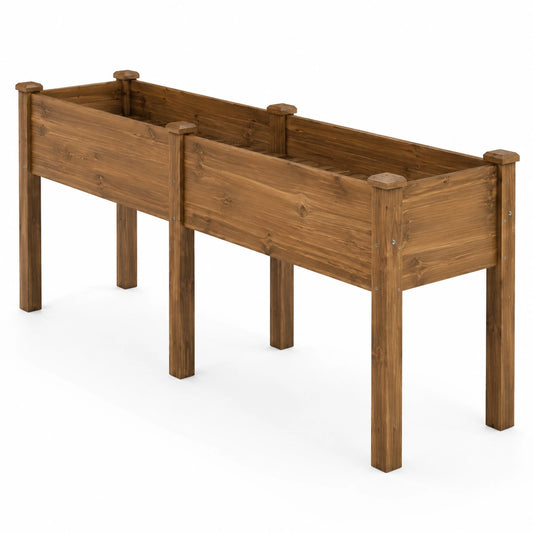 Hochbeet 120 x 50 x 80 cm aus Holz Braun für Garten und Terrasse