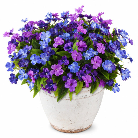 Künstliche Topfpflanze 45 cm Blau Lila mit Keramiktopf für Innenräume