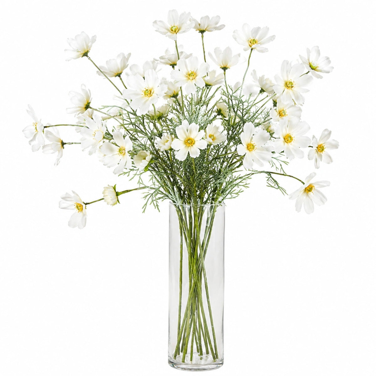 Kunstblumenstrauß 70 cm aus Textil und Kunststoff Weiß Grün für Vasen Naturoptik