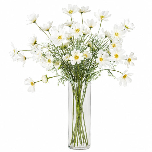 Kunstblumenstrauß 70 cm aus Textil und Kunststoff Weiß Grün für Vasen Naturoptik