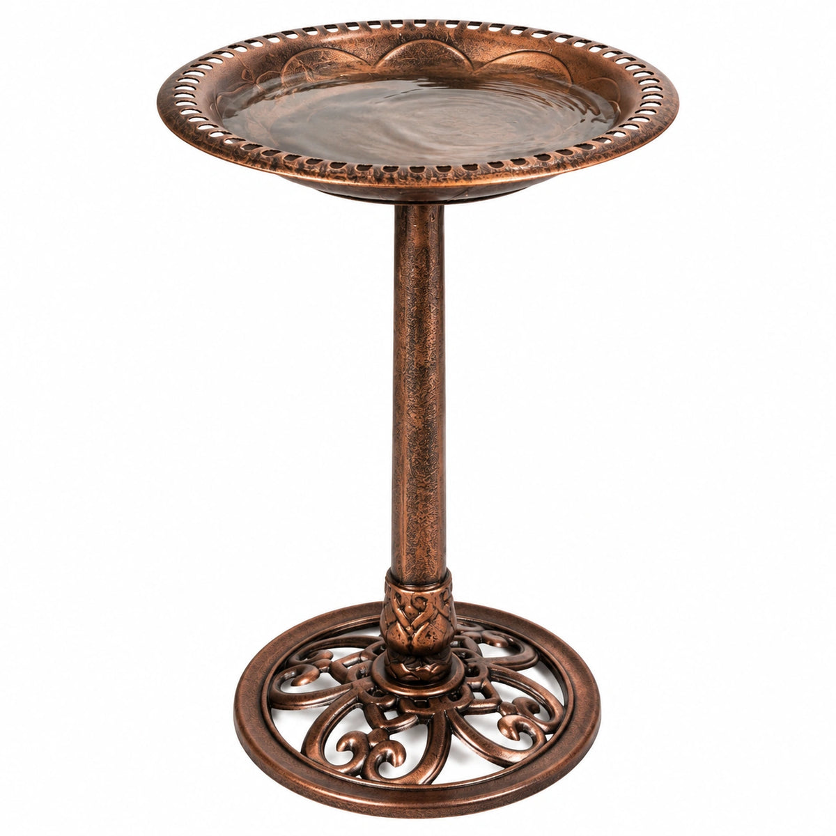 Vogeltränke 50 cm Metall Bronze freistehend mit Standfuß